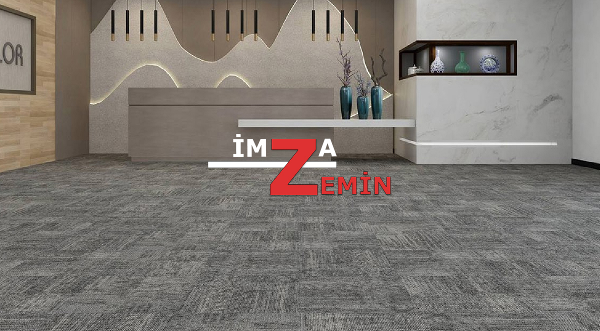 Yeşil ve Gri Karo Ofis Otel Halısı Brownie Karo Halı - Görsel 5